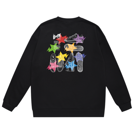 A Bathing Ape Shoes Print Hoodie Black