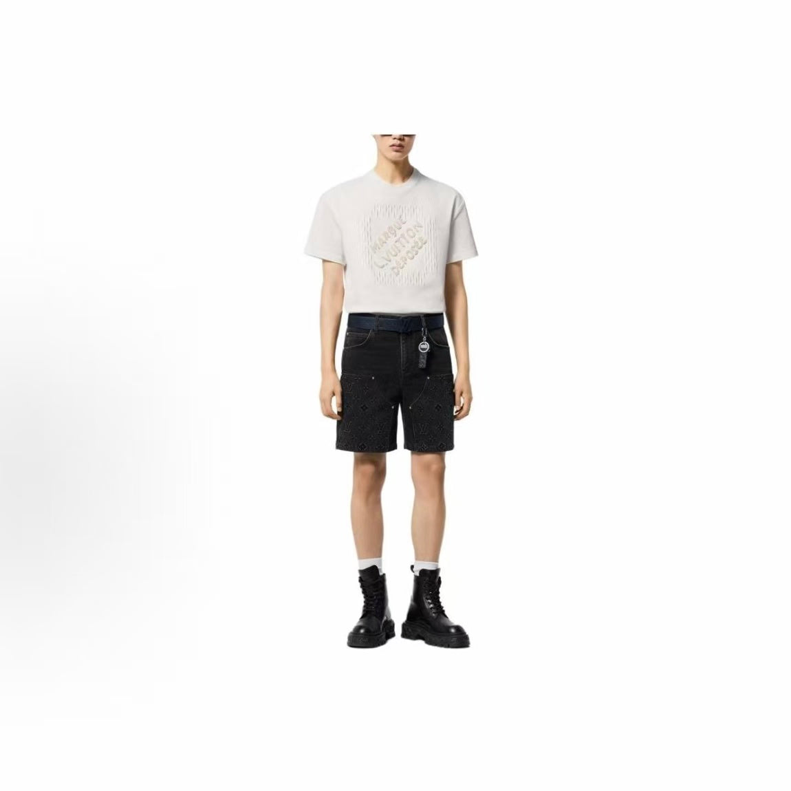 LOUIS VUITTON SS24 Letter Bead Embroidered Casual Round-neck Short-sleeve T-shirt for Men