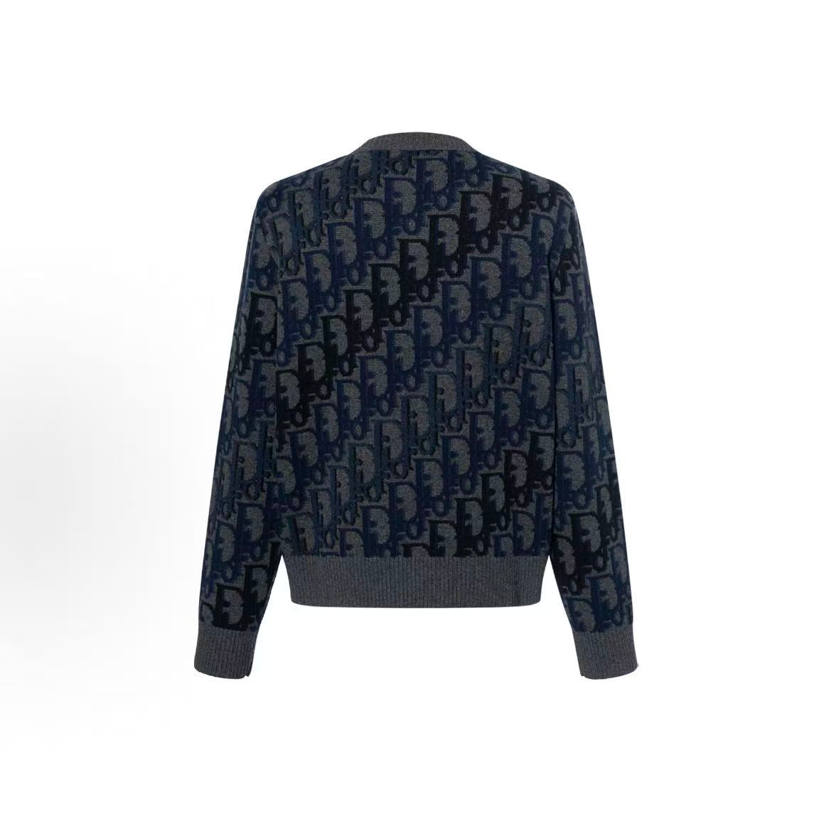 DIOR Men's Spring 2026 Collection Jacquard Twill Multicolor Long-Sleeve Knit Sweater