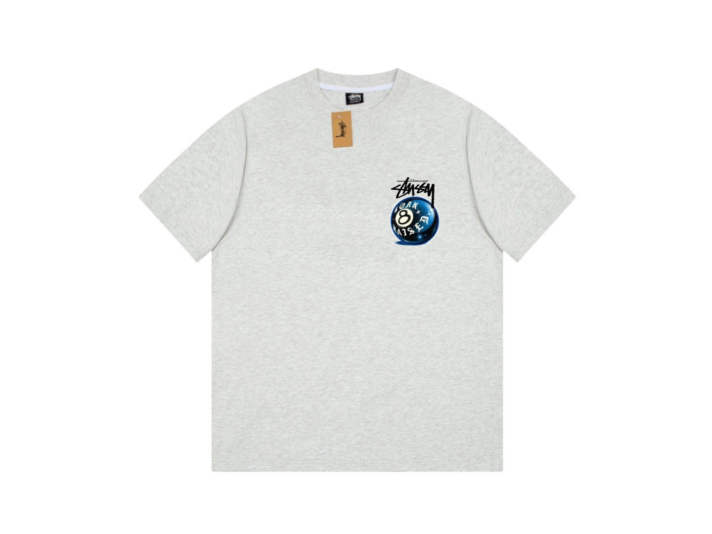 STUSSY 8 BALL PRINT TEE GREY