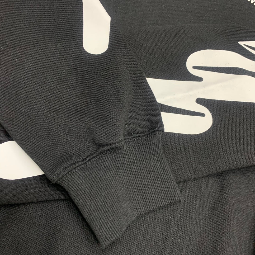 Off-White wavy lines print hooded sweater black