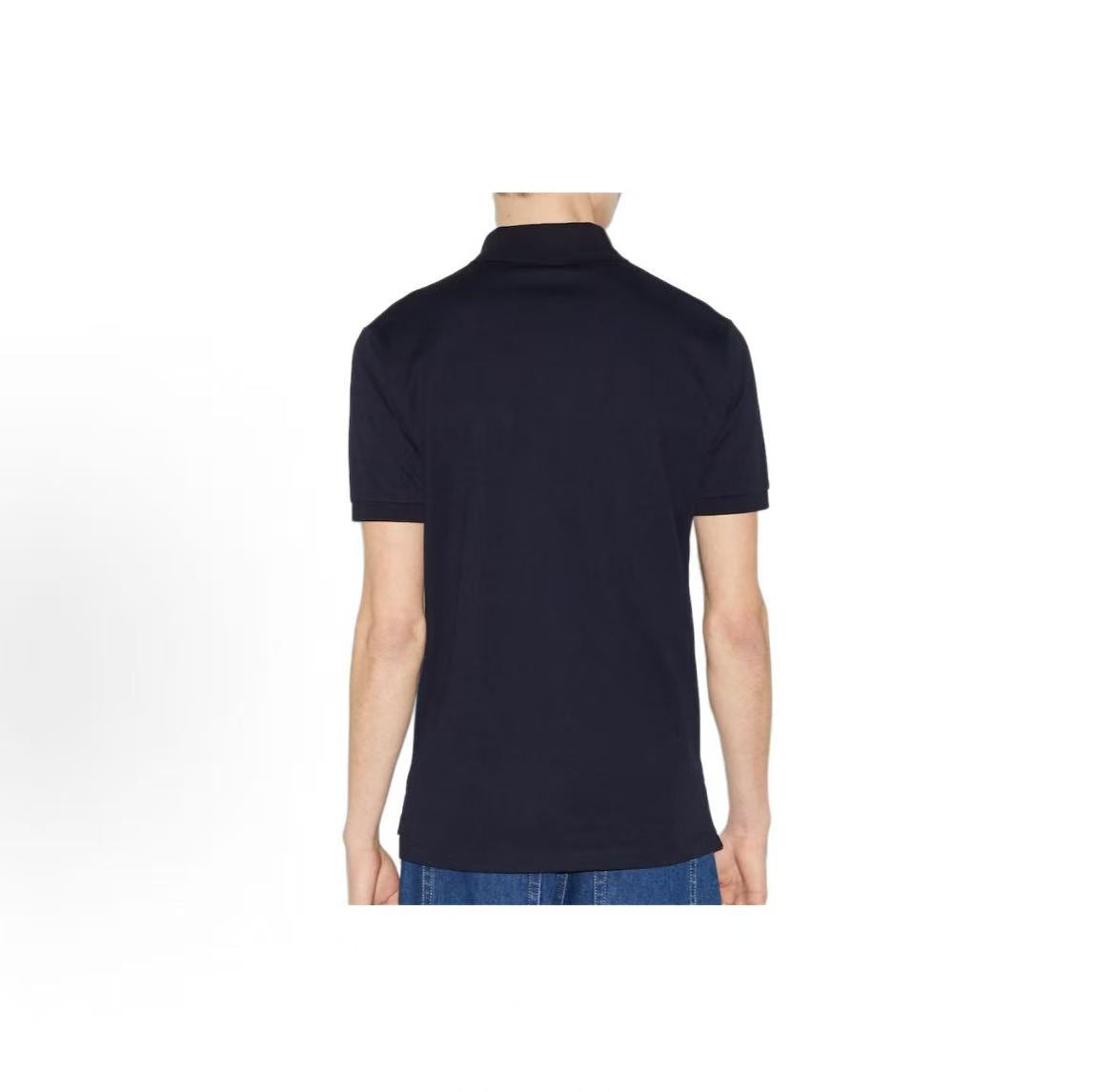 GUCCI Polo shirt with shoulder-hugging collar and button closure, for men. Navy blue color.