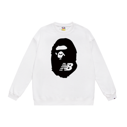 A Bathing Ape ×New Balance Logo Print Hoodie White