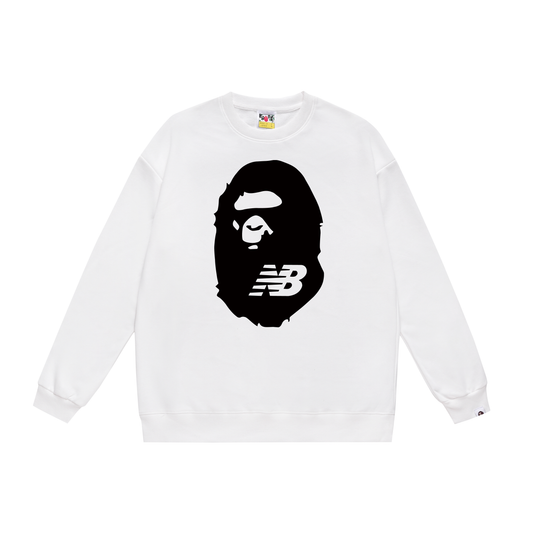 A Bathing Ape ×New Balance Logo Print Hoodie White