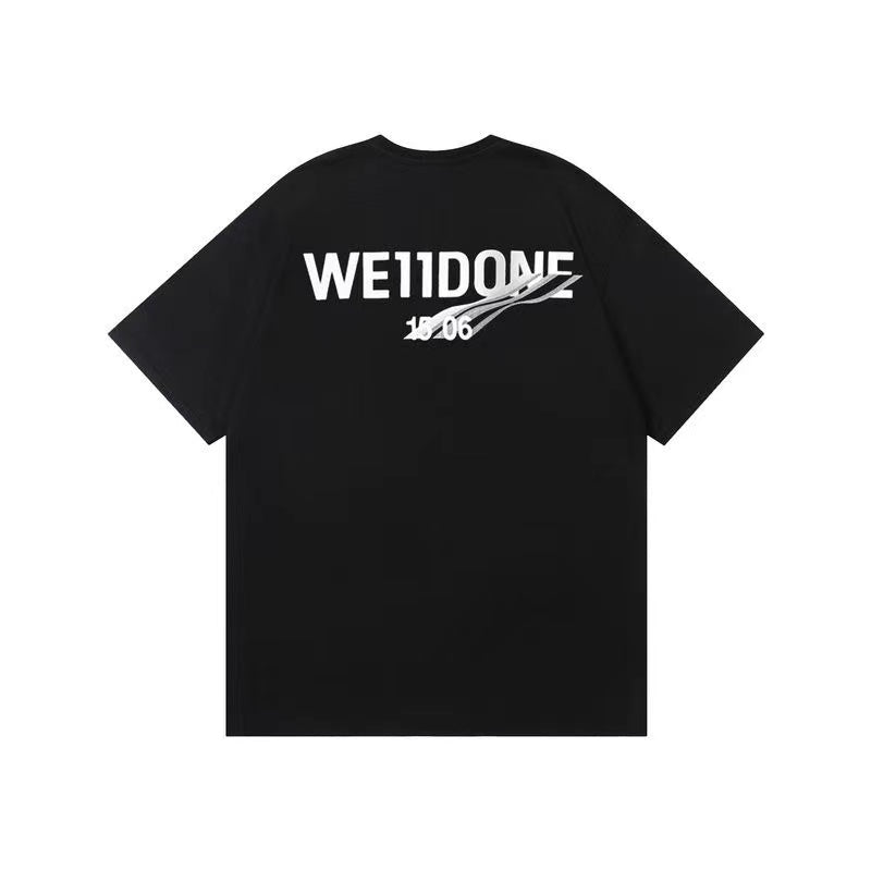 WE11DONE Wave Pattern Tee Black