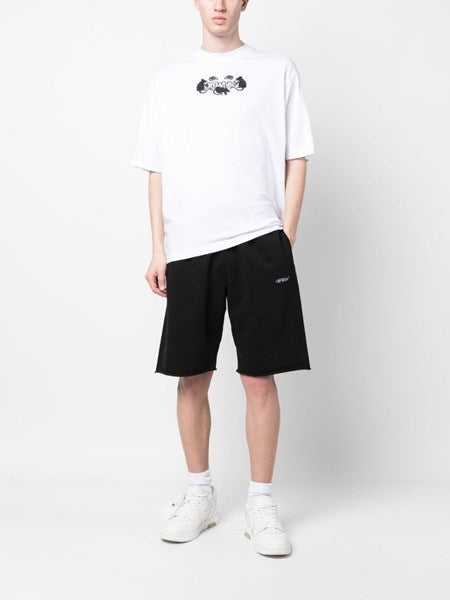 Off-white Bermuda with sketch diag motif