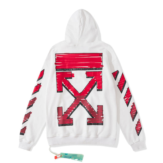 Off-White 753 doodle arrow hooded sweater white/red