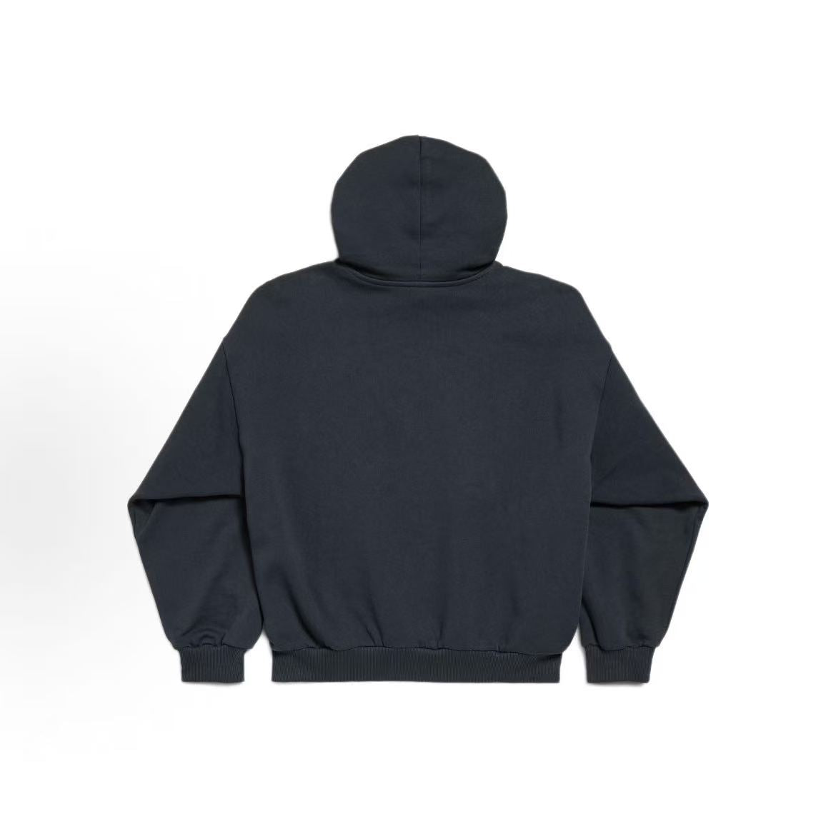 Balenciaga cotton drop-shoulder logo logo hooded pullover in regular fit for men, in black color.