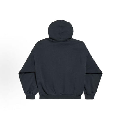 Balenciaga cotton drop-shoulder logo logo hooded pullover in regular fit for men, in black color.