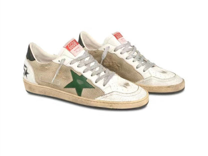 حذاء سنيكرز "Ball Star" من GOLDEN GOOSE من الجلد والشبك مع عروة كعب سوداء