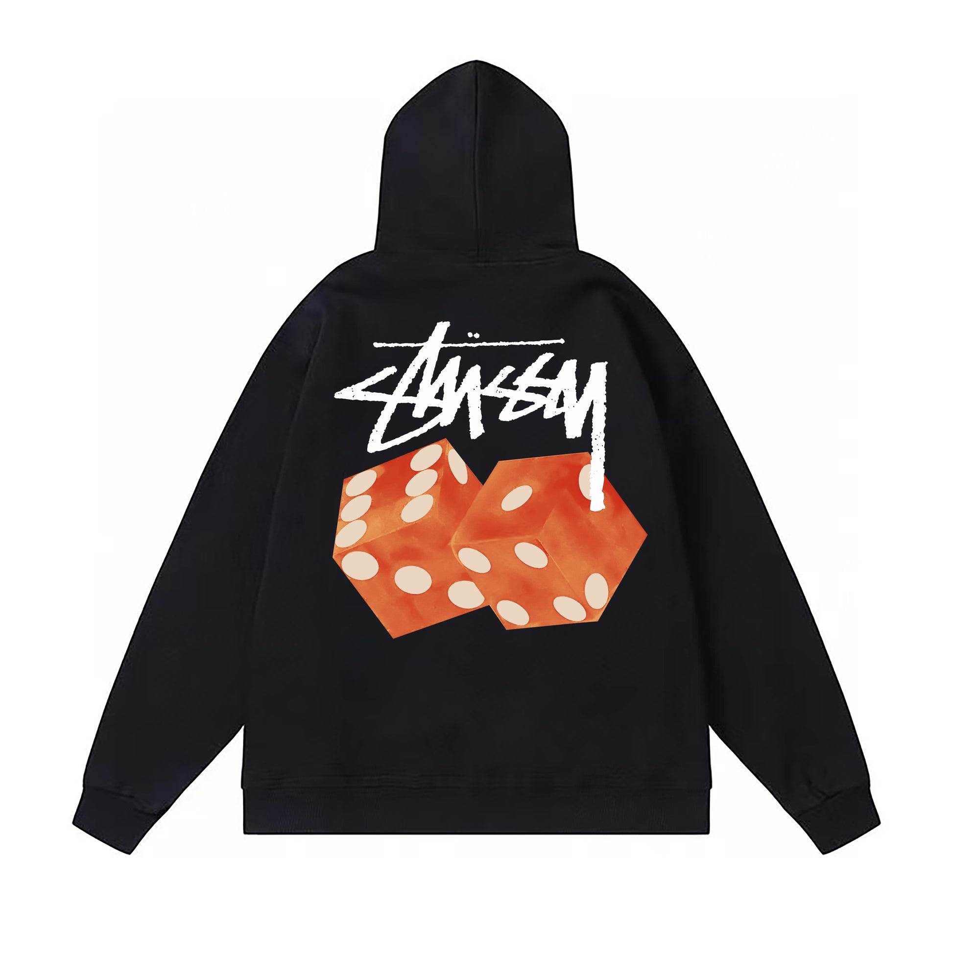 STUSSY DICE PRINT HOODIE BLACK