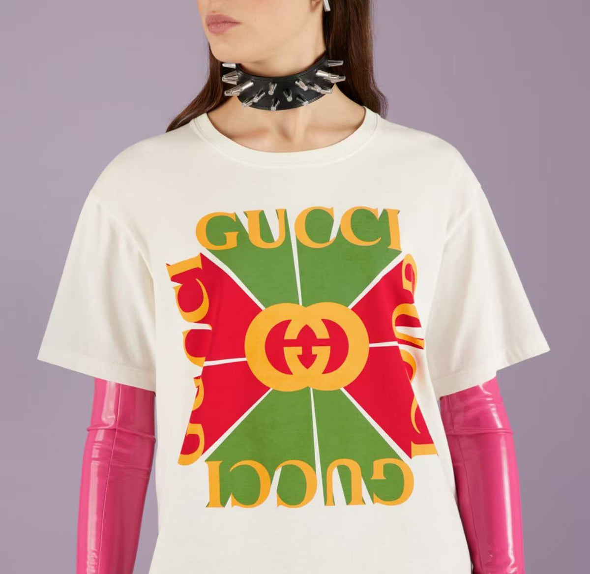 GUCCI Logo letter print casual short-sleeved T-shirt for women, in beige color.