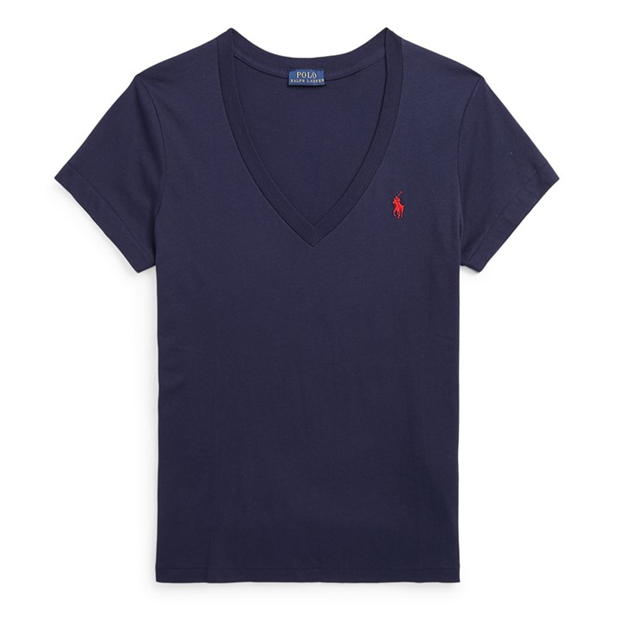 Ralph Lauren Cotton Short Sleeve V Neck Tee Cruise Navy