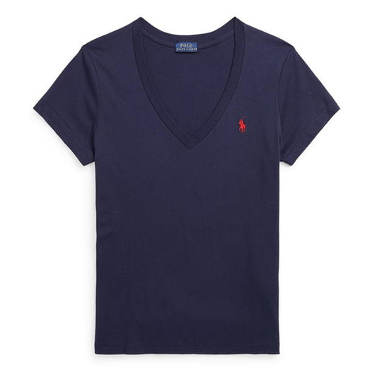 Ralph Lauren Cotton Short Sleeve V Neck Tee Cruise Navy