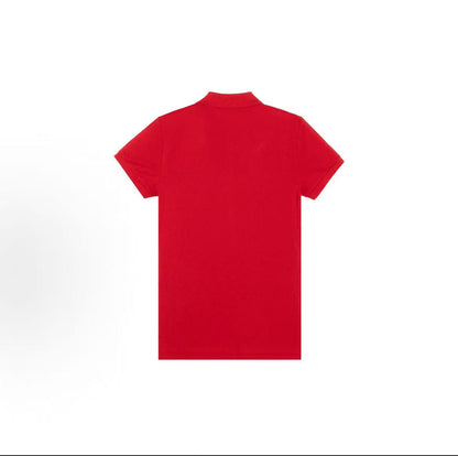 Ralph Lauren Petite Spurs Embroidered Solid Breathable Stretch Cotton Mesh Five-Pocket Polo Collar Hooded Short Sleeve Ribbed Sleeve Cap Polo Shirt - Slim Fit - Women's - Red with Navy Blue Pattern