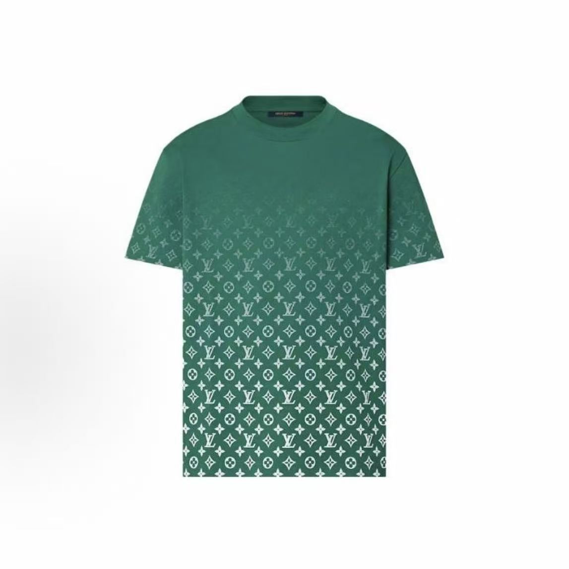 LOUIS VUITTON FW23 Logo All-Over Print Round Neck Short Sleeve T-Shirt for Men, Green