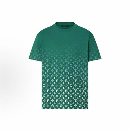 LOUIS VUITTON FW23 Logo All-Over Print Round Neck Short Sleeve T-Shirt for Men, Green