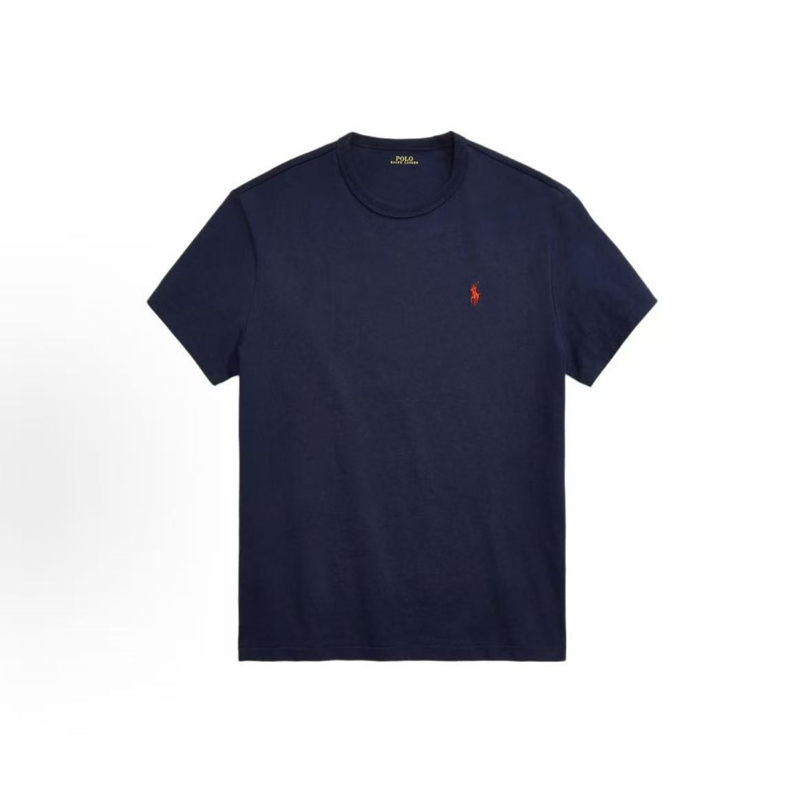 Ralph Lauren SS21 Solid-color Logo Embroidered Loose Short-Sleeved T-Shirt - Classic Version - Men's Style - Blue