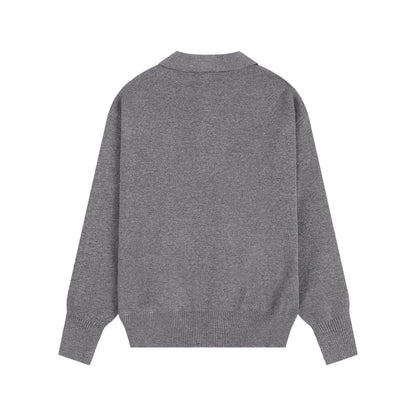 AMI Small Logo Button Polo Sweatshirt Grey