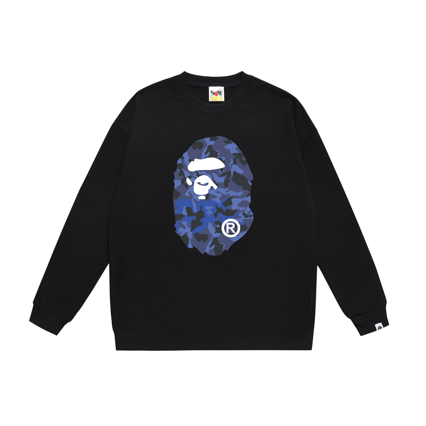 A Bathing Ape Blue Ape Head Print Hoodie Black
