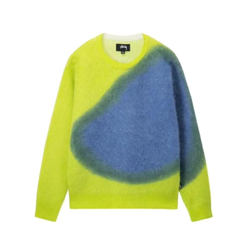 STUSSY BRUSHED DOT SWEATER YELLOW/BLUE
