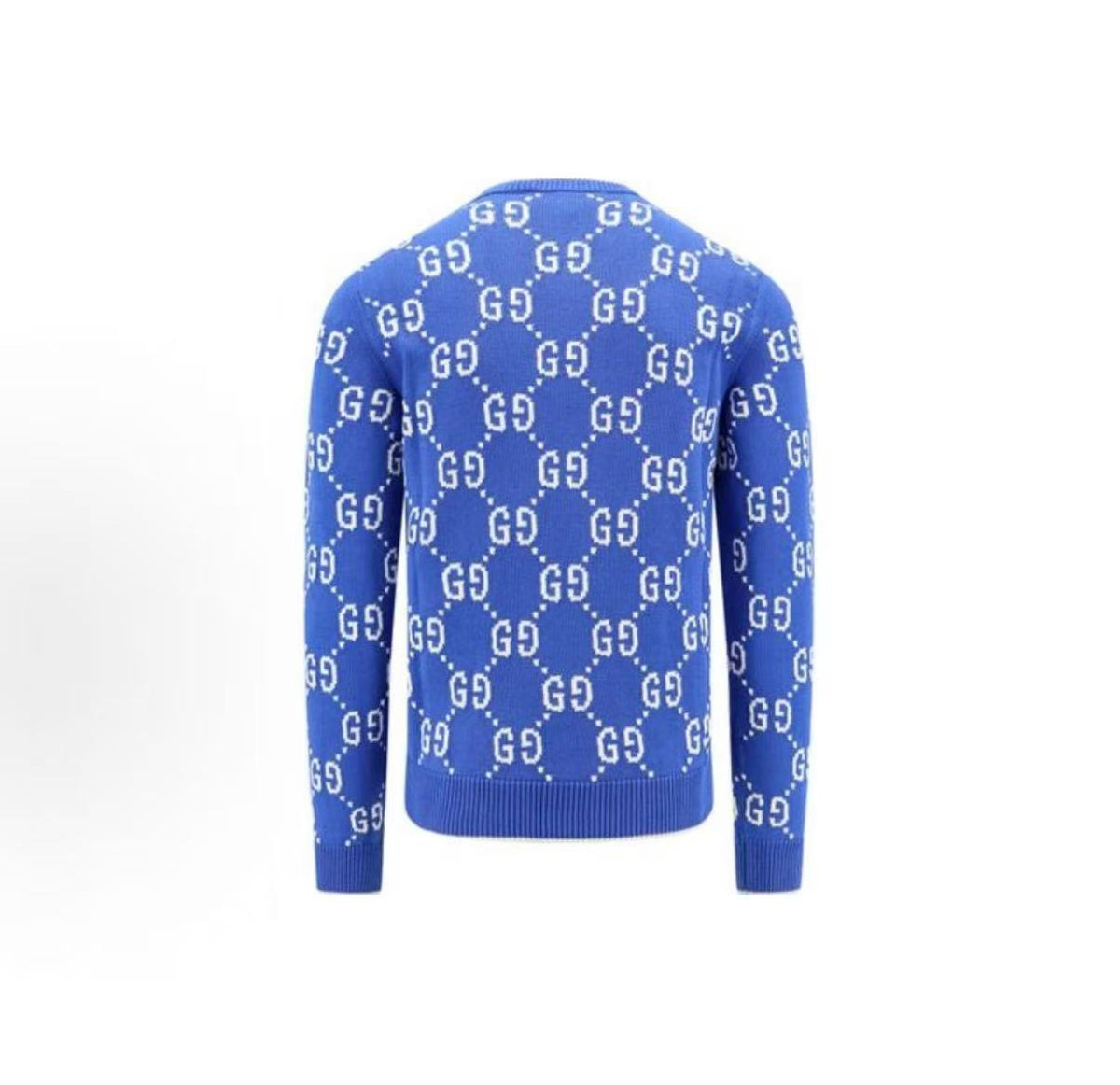 GUCCI Ancient Grecian SS24 Logo Pattern Round-neck Pullover Long-sleeved Knit Shirt for Men Cobalt Blue