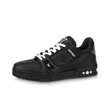 LOUIS VUITTON TRAINER SNEAKER WITH WOOL IN BLACK CALF LEATHER   LSVT124