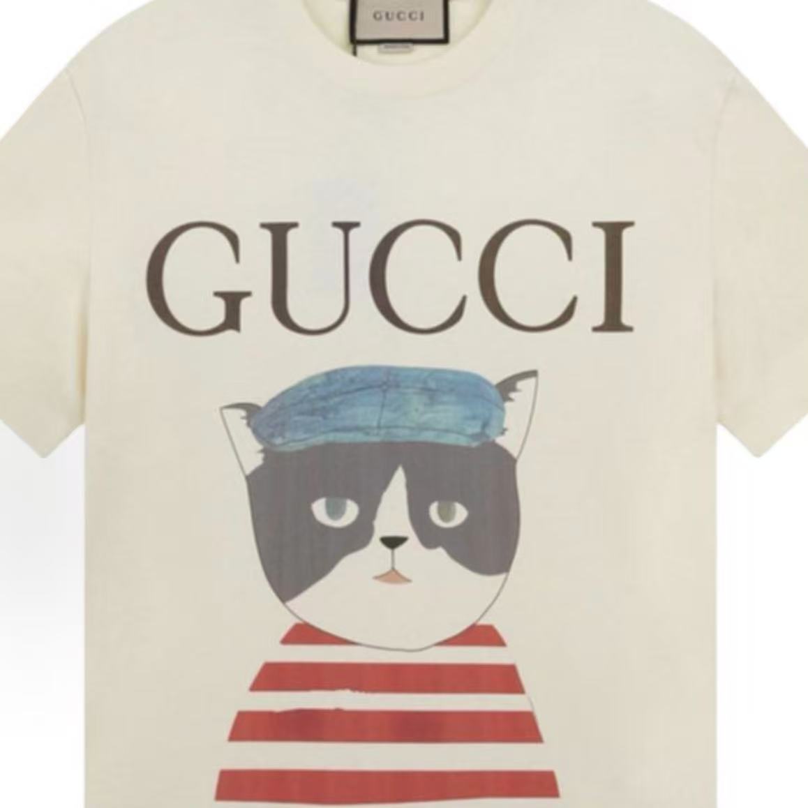 GUCCI Gucci Summer Hip-Hop Cat Retro Short-Sleeved Round-Neck T-Shirt - Men's and Women's style are the same