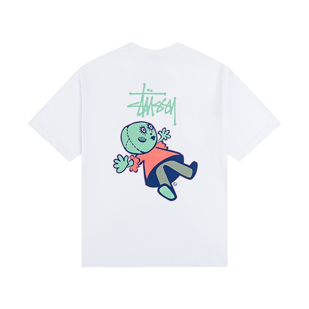 STUSSY ALIEN PRINT TEE WHITE