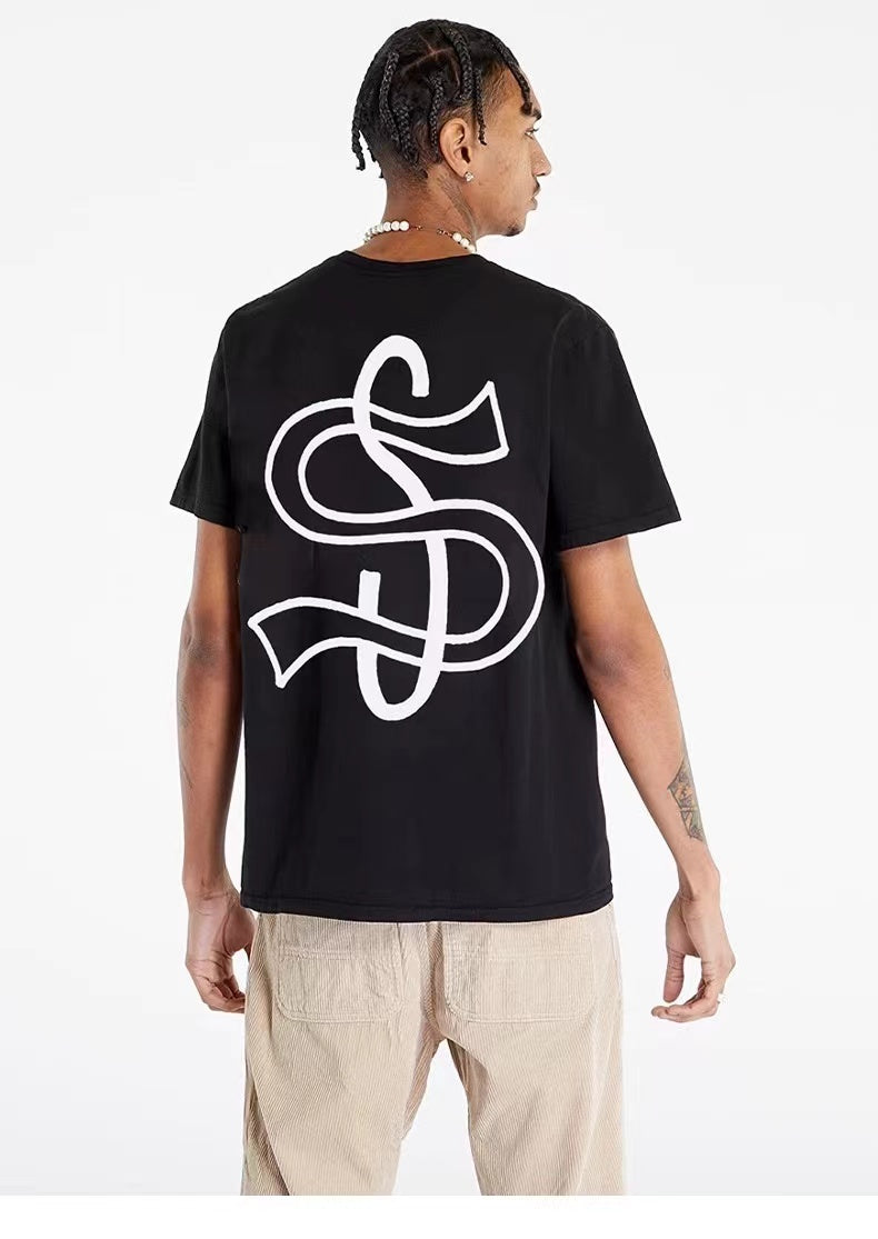 STUSSY  BIG S LOGO TEE BLACK