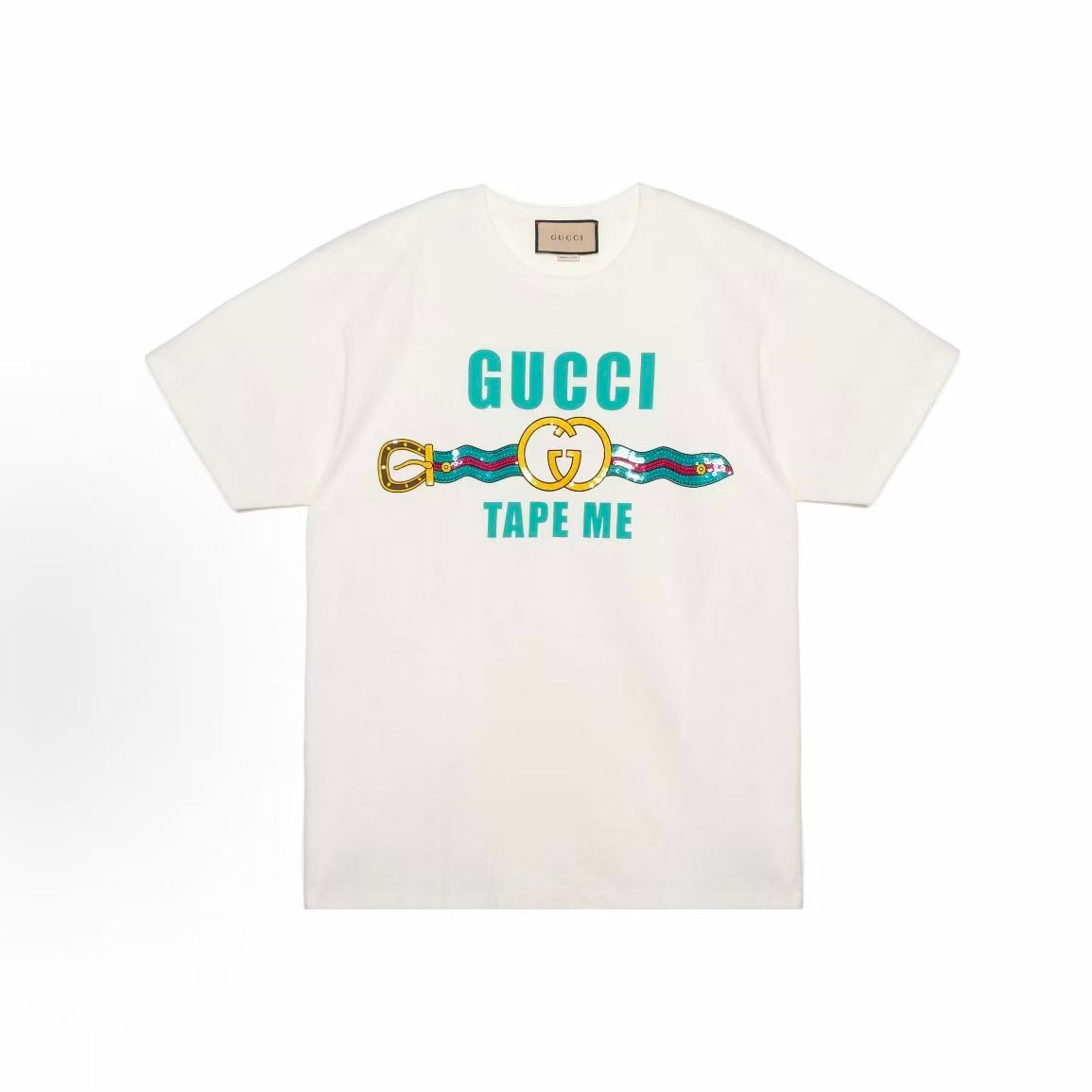 GUCCI 2023 Spring Collection - Letter Logo Printed Round-neck Pullover Short-Sleeve T-shirt (Unisex style) - White