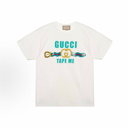 GUCCI 2023 Spring Collection - Letter Logo Printed Round-neck Pullover Short-Sleeve T-shirt (Unisex style) - White