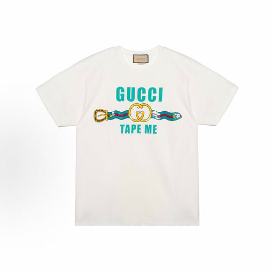 GUCCI 2023 Spring Collection - Letter Logo Printed Round-neck Pullover Short-Sleeve T-shirt (Unisex style) - White