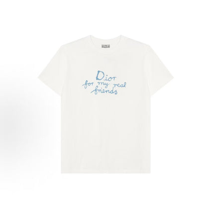 DIOR Dior SS25 Dior and HYLTON NEL Summer Men's Collection Logo Letter Embroidery Round-neck Pullover Short-Sleeved T-Shirt Men's Style White