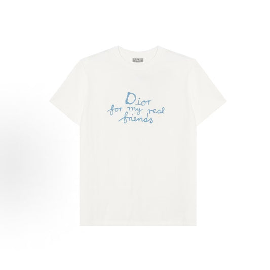 DIOR Dior SS25 Dior and HYLTON NEL Summer Men's Collection Logo Letter Embroidery Round-neck Pullover Short-Sleeved T-Shirt Men's Style White