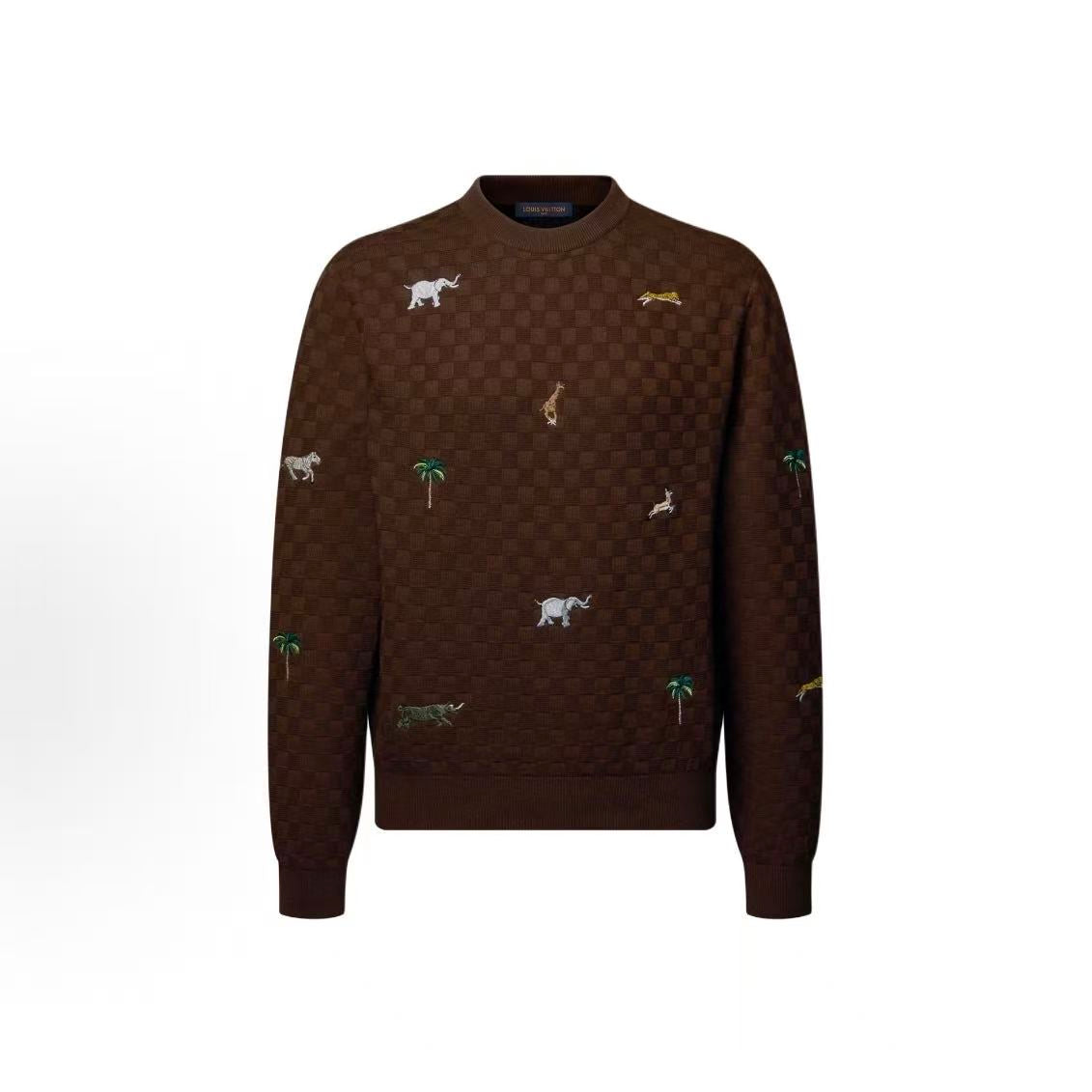 LOUIS VUITTON × The Darjeeling Limited SS26 SpringSummer Collection Embroidered Long-Sleeved Round-Neck Pullover Sweater for Men