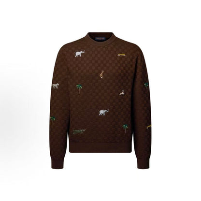 LOUIS VUITTON × The Darjeeling Limited SS26 SpringSummer Collection Embroidered Long-Sleeved Round-Neck Pullover Sweater for Men
