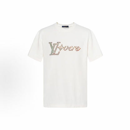 LOUIS VUITTON Logo embroidered crew-neck short-sleeved T-shirt for men in white, for Fall/Winter 2024.