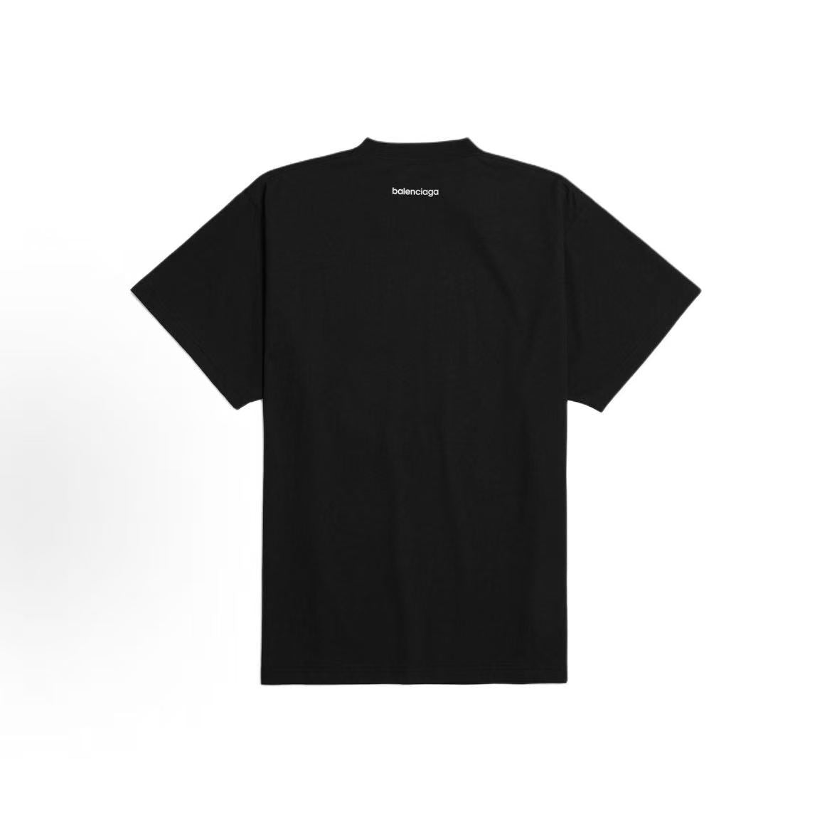 Balenciaga Streetwear Fall/Winter 2026 Round-neck Printed Drop-Shoulder Short-Sleeve T-shirt Loose Fit Men's Style