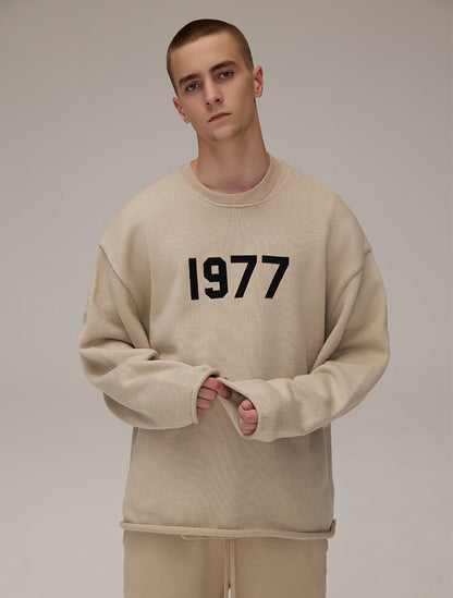 FOG FEAR OF GOD ESSENTIALS 22 1977 flocked crew neck sweater