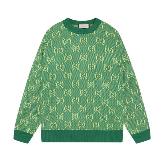 GUCCI 2023 Fall Logo Print Round-neck Pullover Short-Sleeve Jacket for Men - Green