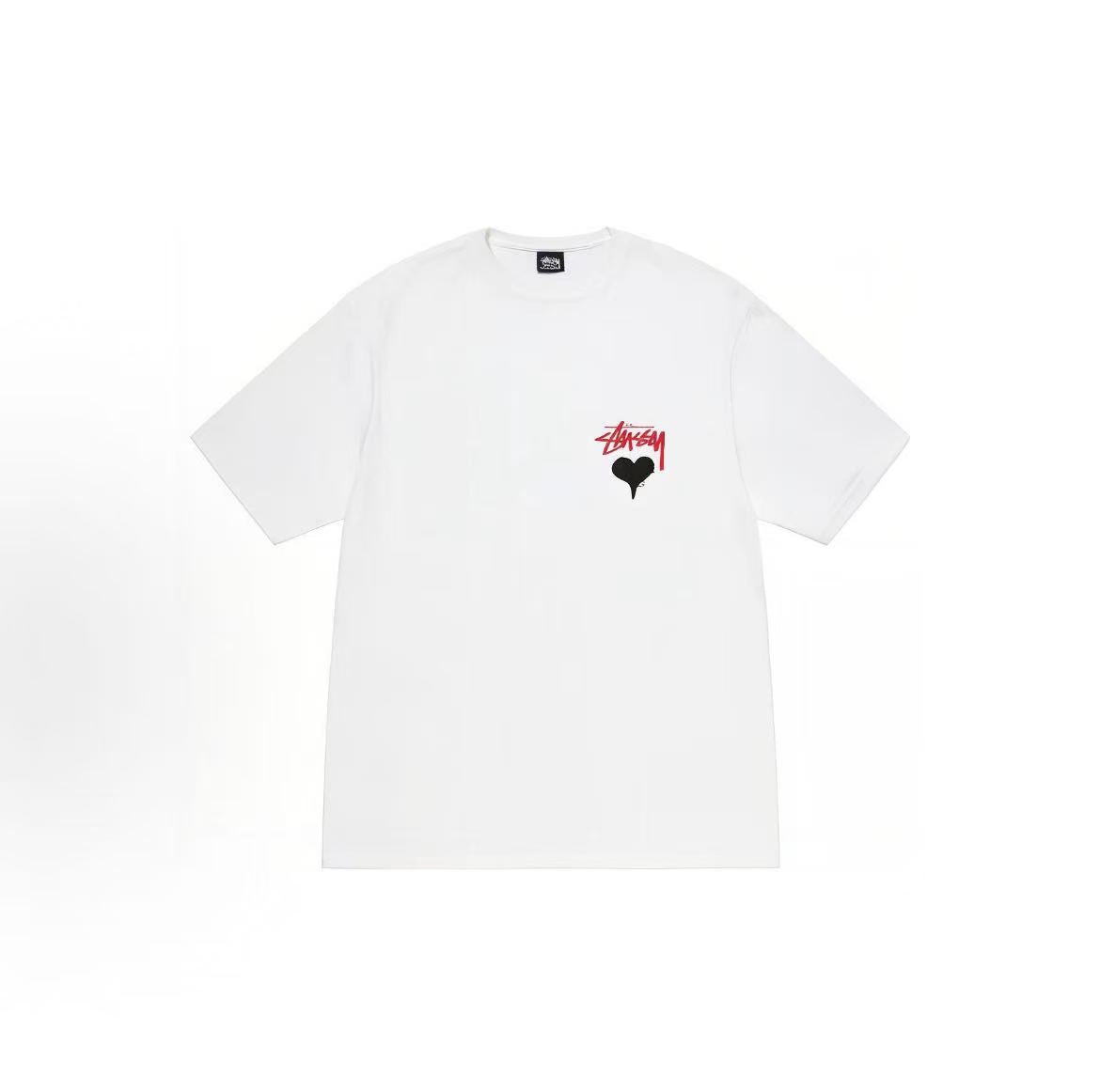 Stussy SS22 Stock Heart Tee - A plain heart patterned crew-neck short-sleeved American retro T-shirt, available for both men and women.