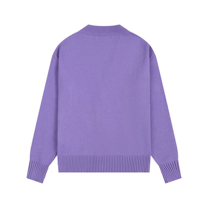 AMI Big Logo Button Sweater Purple