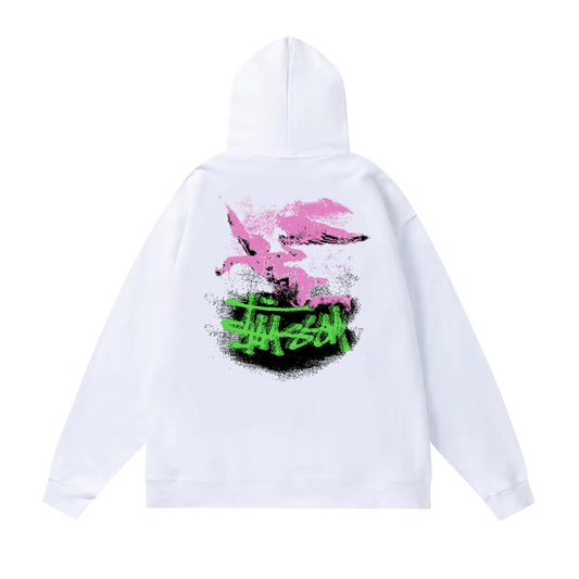STUSSY PEGASUS PRINT HOODIE WHITE