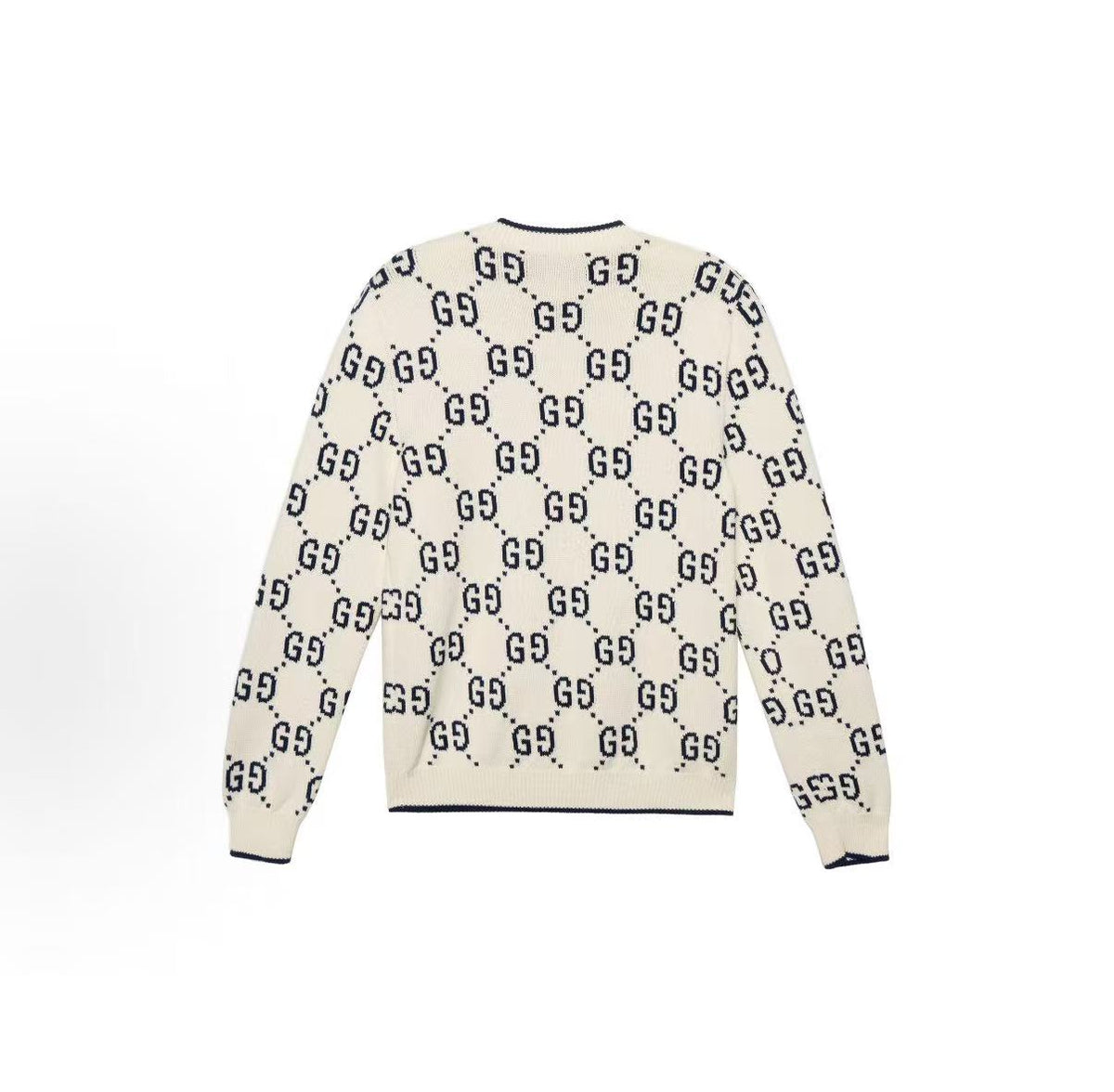 GUCCI 2022 Spring Collection Logo-Print Pullover Round-neck Long-sleeve Sweater for Men in White