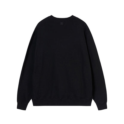 AMI  Solid Color Crewneck Hoodie Black