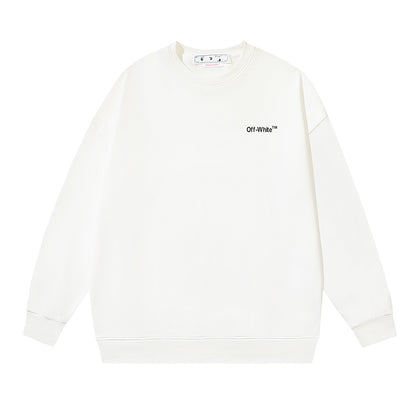 OFF WHITE MOON ARROW CREW NECK HOODIE WHITE