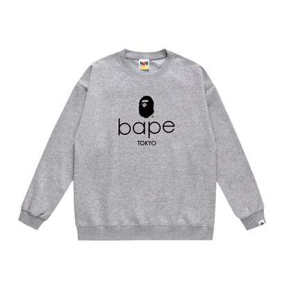 A Bathing Ape Simple Logo Print Hoodie Grey