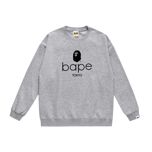A Bathing Ape Simple Logo Print Hoodie Grey