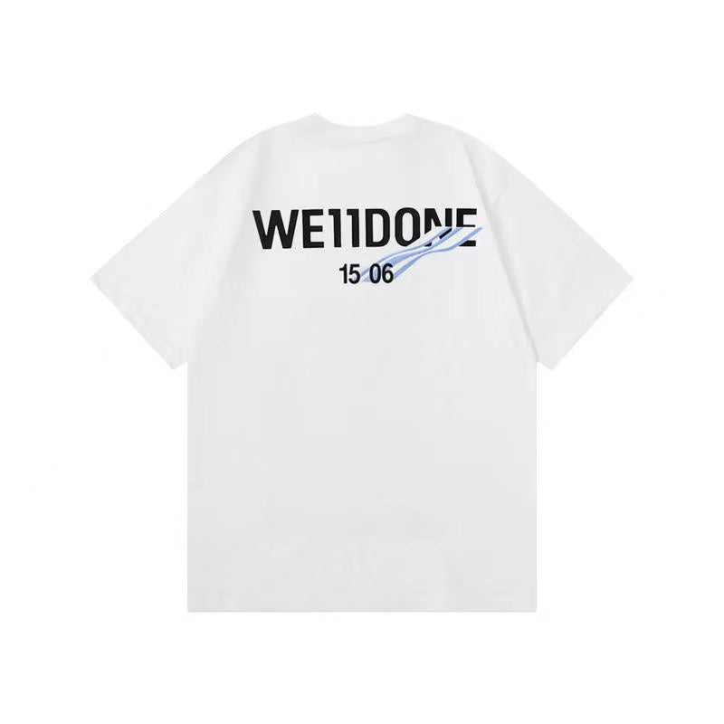 WE11DONE Wave Pattern Tee White